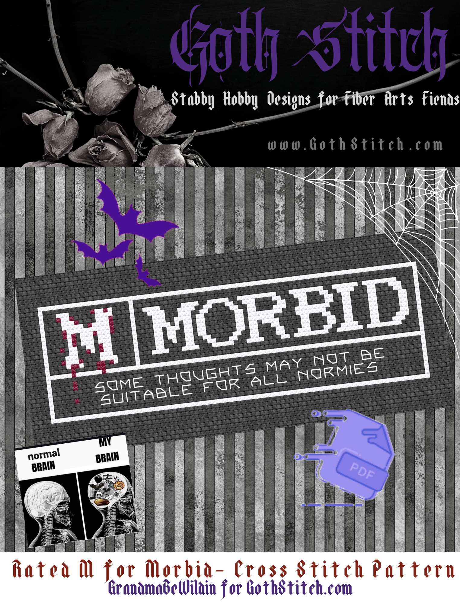 Rated M for Morbid Cross Stitch
